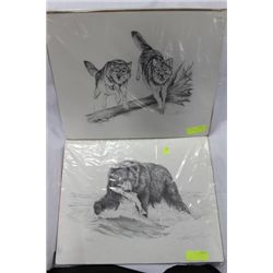 LTD ED WOLF AND BEAR SIGNED PRINTS X2