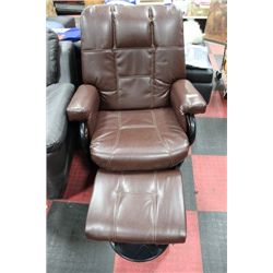 2PC. LEATHER SWIVEL-GLIDER-ROCKER