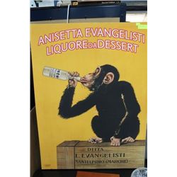 DRUNK MONKEY SITTING ON A BOX LARGE CANVAS PICTURE
