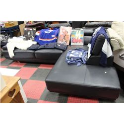 BLACK LEATHER LIFT BACK SECTIONAL