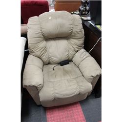 BEIGE FABRIC RECLINING SOFA CHAIR