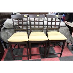 SHOWHOME 3 WOOD AND FABRIC BAR STOOLS