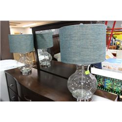 PAIR OF SHOWHOME CLEAR GLASS LAMPS