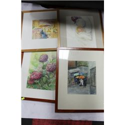 SET OF 4 FRAMED WATER COLOURS BY LIA AULBACH