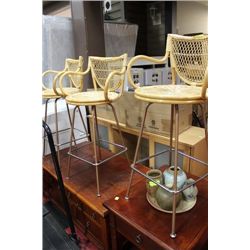 WICKER BAR CHAIR X3