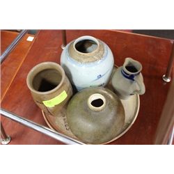 ESTATE CLAY VASE AND PLATE ASSORTMENT