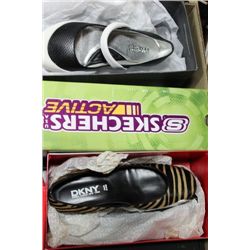 BOX OF NEW LADIES SHOES (DKNY/SKETCHERS ETC)