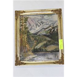 W TRUNK VINTAGE FRAMED OIL ON CANVAS