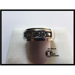 193-15989:14K WHITE GOLD GENTS DIAMOND BAND