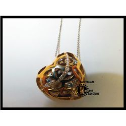 186-17746:18K ROSE GOLD HEART PENDANT & WHITE GOLD