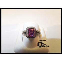 604-10184:18K WHITE GOLD PINK SAPPHIRE & DIAMOND