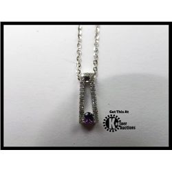775-11590:10K WHITE GOLD AMETHYST & DIAMOND
