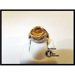 954-10013:14K WHITE & YELLOW GOLD CITRINE &