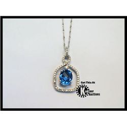962-10728:10K WHITE GOLD BLUE TOPAZ & DIAMOND