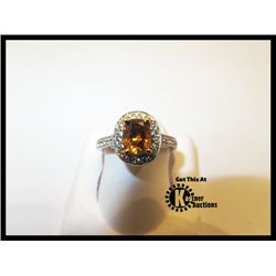 135-14186:14K WHITE GOLD BROWN ORANGE & WHITE