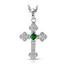 Image 1 : 575-11307:14K WHITE GOLD EMERALD & DIAMOND CROSS