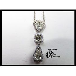 186-16559:14K WHITE MULTI SHAPED DIAMOND NECKLACE