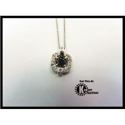 14K WHITE GOLD, BLACK & WHITE DIAMOND PENDANT