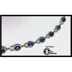 14K WHITE GOLD SAPPHIRE & DIAMOND BRACELET
