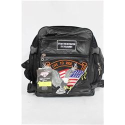 MOTORCYCLE SISSY BAR BAG W/ TOOL BAG & BARREL BAG