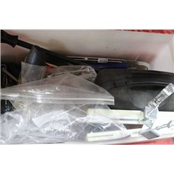 WHITE BIN FULL OF WRENCHES/SOCKETS/ SCREWDRIVERS/