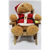 Image 1 : CHRISTMAS TEDDY BEAR SITTING IN WOODEN LOUNGE