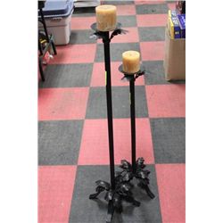 SET OF 2  WROUGHT IRON FLOOR CANDLE HOLDERS