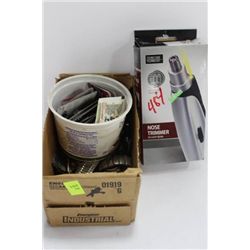 BOX OF BATTERIES/ WATCHES AND NOSE TRIMMER