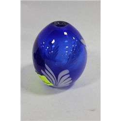 BLUE ART GLASS EGG VASE