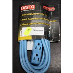BAYCO 3 OUTLET COLD WEATHER EXTENSION CORD