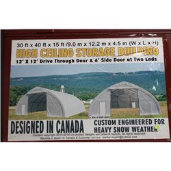 30' X 40' X15' HIGH CEILING STORAGE BUILDING