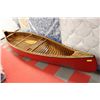 Image 1 : VINTAGE WOOD RIBBED CANOE W  2 OARS