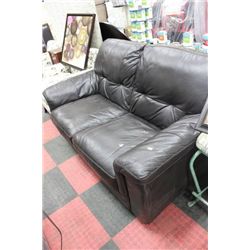 BLACK LEATHER LOVE SEAT