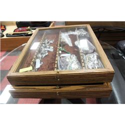 3 OAK SPOON DISPLAYS W COLLECTOR SPOONS