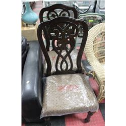 WOOD AND FABRIC SIDECHAIR X2