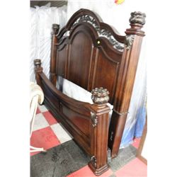 KING SIZE CARVED STYLE BEDFRAME-NO HARDWARE