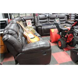NEW CHOCOLATE BROWN LEATHER RECLINING 3 PC