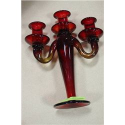 RED GLASS CANDLE HOLDER
