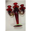 Image 1 : RED GLASS CANDLE HOLDER