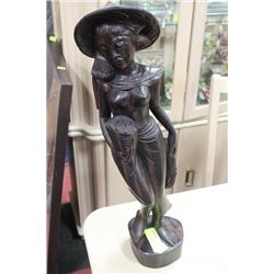 WOOD CARVED CHINESE LADY ORNAMENT