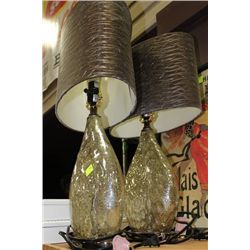 PAIR OF SHOWHOME GLASS LAMPS