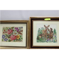 2 ESTATE NEEDLEPOINT PICTURES