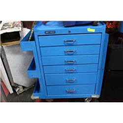 BLUE METAL TOOL CHEST ON WHEELS