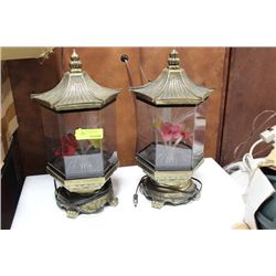 PAIR OF FIBREOPTIC FLOWER LAMPS