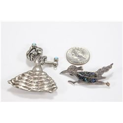 Two Sterling Silver  Pins