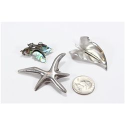 3 Sterling Silver Pins