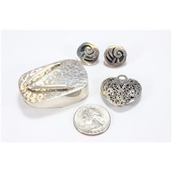 Sterling Silver  Pendants and One Pair of Earrings.