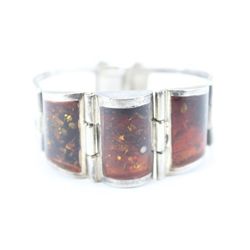 Amber and Sterling Silver Bracelet