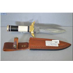Unknown Maker Warrior CM w/forged Damascus steel 2 sided dagger w/brass hilt, mulit toned material i