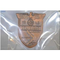 Nazi KUBAN Shield - 1943 KUBAN Campaign Shield [ Awarded to those who fought to preserve the bridgeh